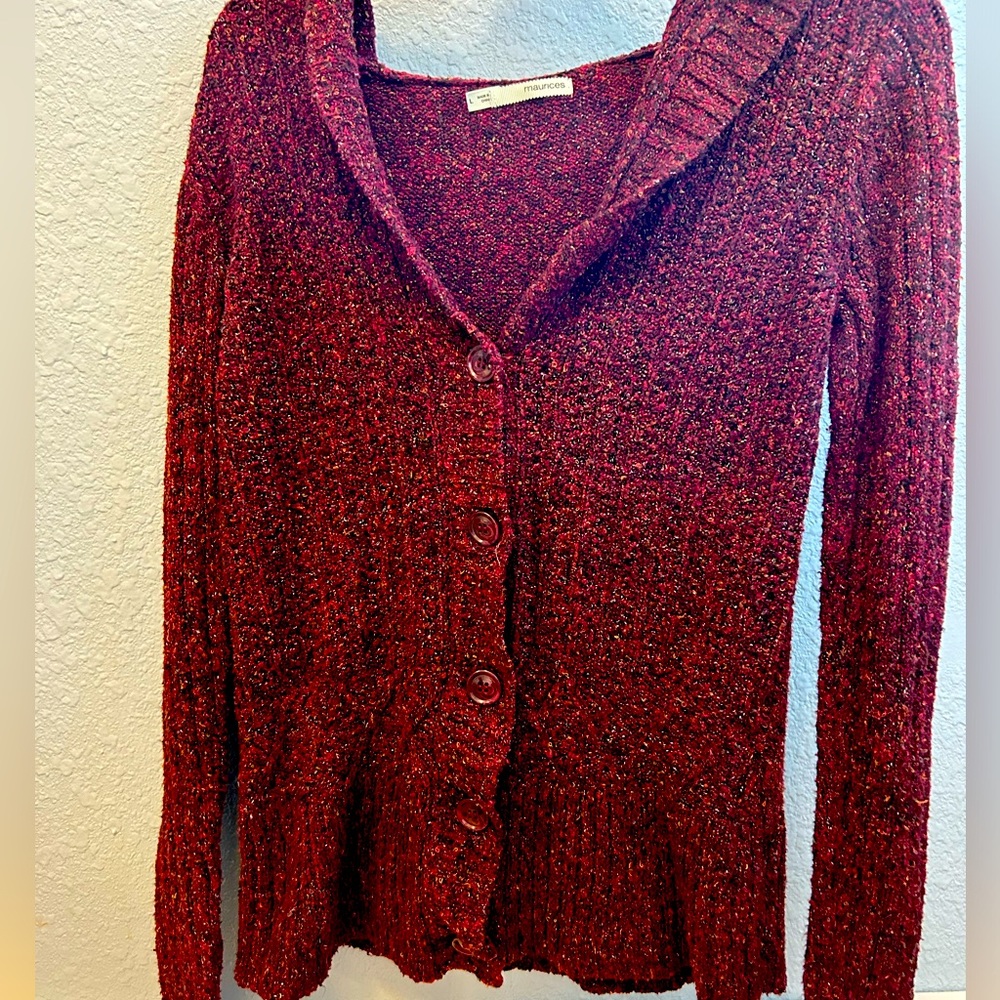 Dark Red Sweater Cardigan Women’s L